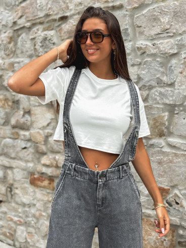Salopette en jeans Analia - Gris