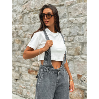Salopette en jeans Analia - Gris