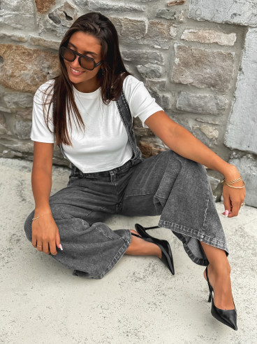 Salopette en jeans Analia - Gris