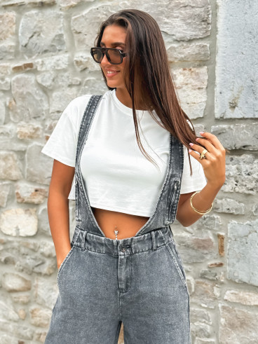 Salopette en jeans Analia - Gris