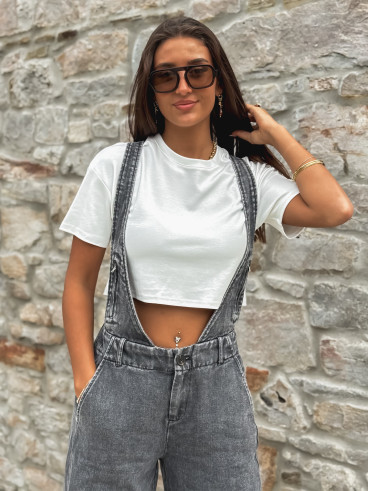 Salopette en jeans Analia - Gris