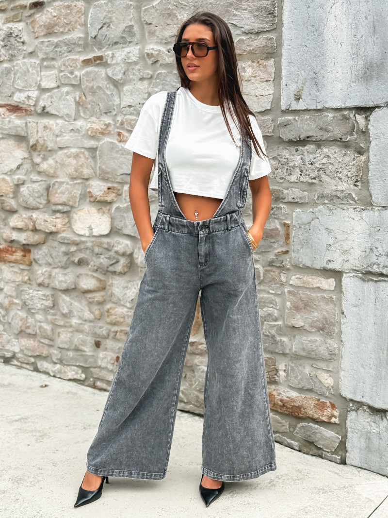 Salopette en jeans Analia - Gris