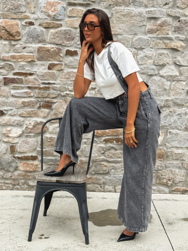 Salopette en jeans Analia - Gris