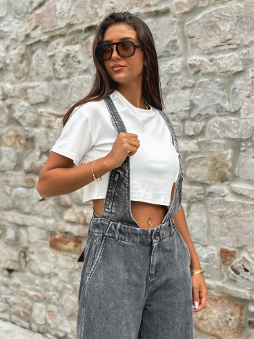Salopette en jeans Analia - Gris