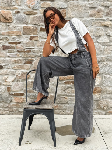 Salopette en jeans Analia - Gris