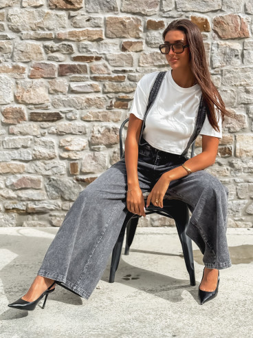 Salopette en jeans Analia - Gris