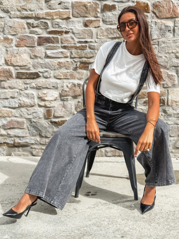 Salopette en jeans Analia - Gris