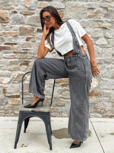 Salopette en jeans Analia - Gris