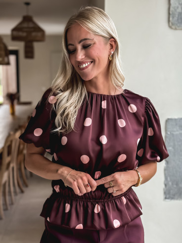 Blouse à pois Eléonora - Bordeaux