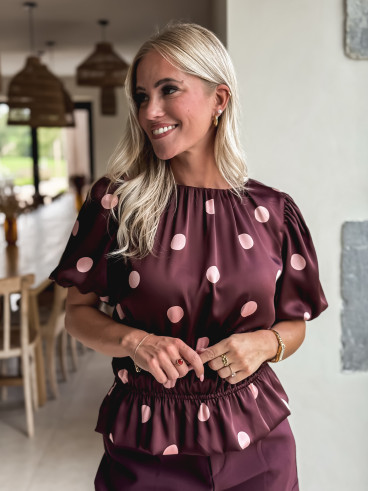Blouse à pois Eléonora - Bordeaux