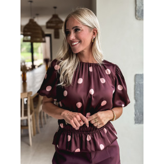 Blouse à pois Eléonora - Bordeaux