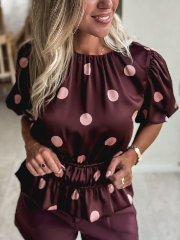 Blouse à pois Eléonora - Bordeaux