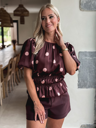 Blouse à pois Eléonora - Bordeaux