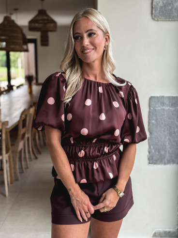 Blouse à pois Eléonora - Bordeaux