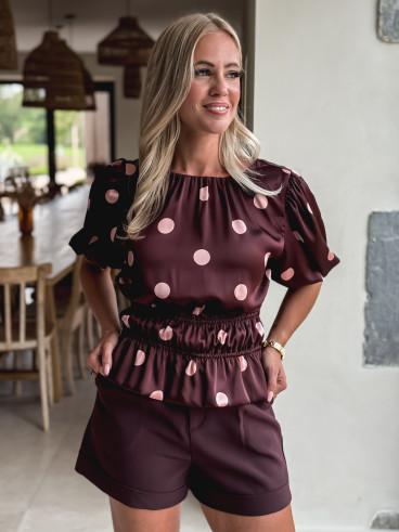 Blouse à pois Eléonora - Bordeaux