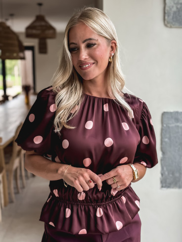 Blouse à pois Eléonora - Bordeaux