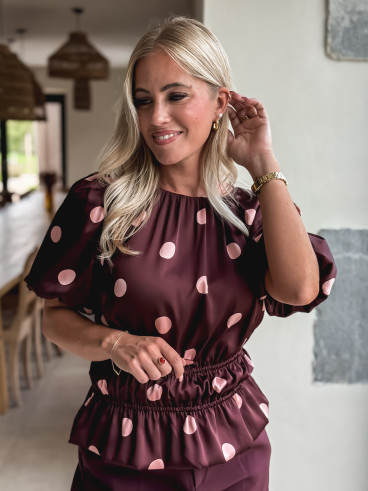 Blouse à pois Eléonora - Bordeaux