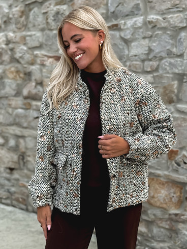 Veste à sequins Doralia - Écru/Noir