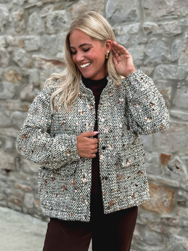 Veste à sequins Doralia - Écru/Noir