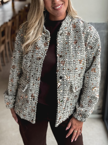 Veste à sequins Doralia - Écru/Noir Veste à sequins Doralia - Écru/Noir