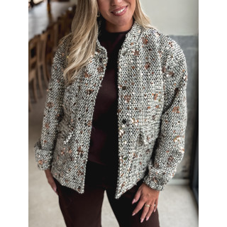 Veste à sequins Doralia - Écru/Noir