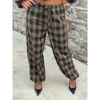 Pantalon à carreaux Edénia - Kaki