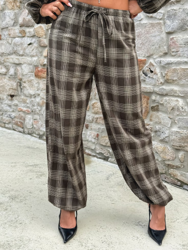 Pantalon à carreaux Edénia - Kaki Pantalon à carreaux Edénia - Kaki