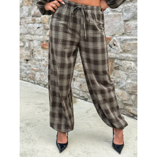 Pantalon à carreaux Edénia - Kaki