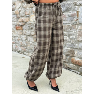 Pantalon à carreaux Edénia - Kaki