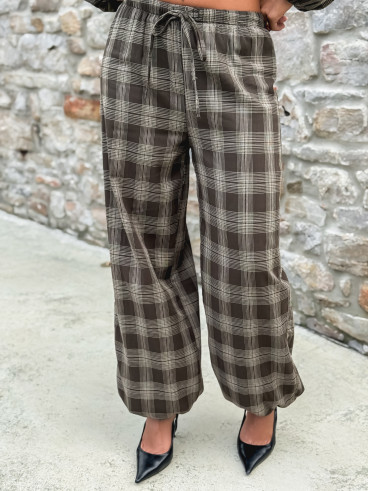 Pantalon à carreaux Edénia - Kaki Pantalon à carreaux Edénia - Kaki