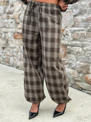 Pantalon à carreaux Edénia - Kaki Pantalon à carreaux Edénia - Kaki