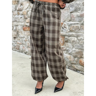 Pantalon à carreaux Edénia - Kaki