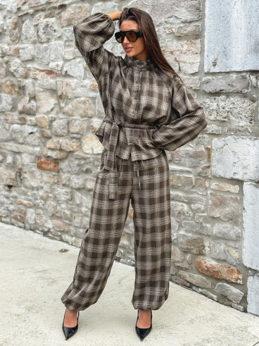 Pantalon à carreaux Edénia - Kaki Pantalon à carreaux Edénia - Kaki