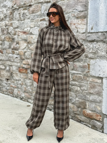 Pantalon à carreaux Edénia - Kaki Pantalon à carreaux Edénia - Kaki