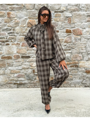 Pantalon à carreaux Edénia - Kaki Pantalon à carreaux Edénia - Kaki