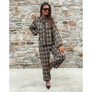 Pantalon à carreaux Edénia - Kaki