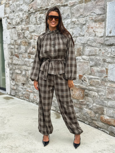 Pantalon à carreaux Edénia - Kaki Pantalon à carreaux Edénia - Kaki