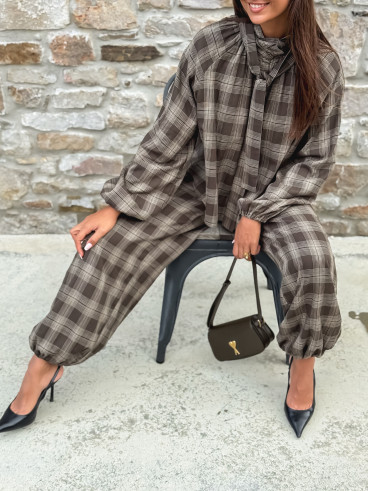 Pantalon à carreaux Edénia - Kaki Pantalon à carreaux Edénia - Kaki