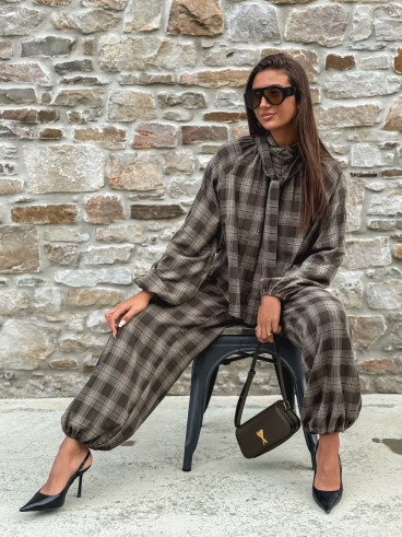 Pantalon à carreaux Edénia - Kaki Pantalon à carreaux Edénia - Kaki