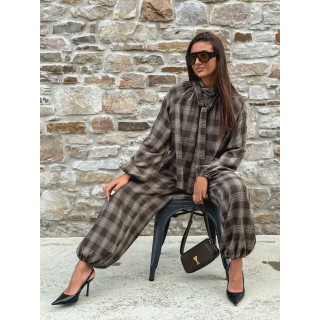 Pantalon à carreaux Edénia - Kaki