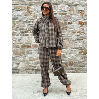 Pantalon à carreaux Edénia - Kaki