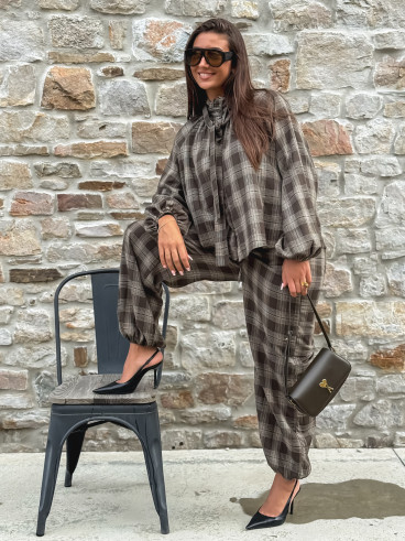Pantalon à carreaux Edénia - Kaki Pantalon à carreaux Edénia - Kaki