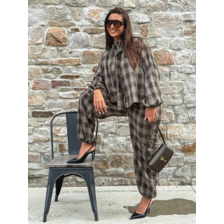Pantalon à carreaux Edénia - Kaki