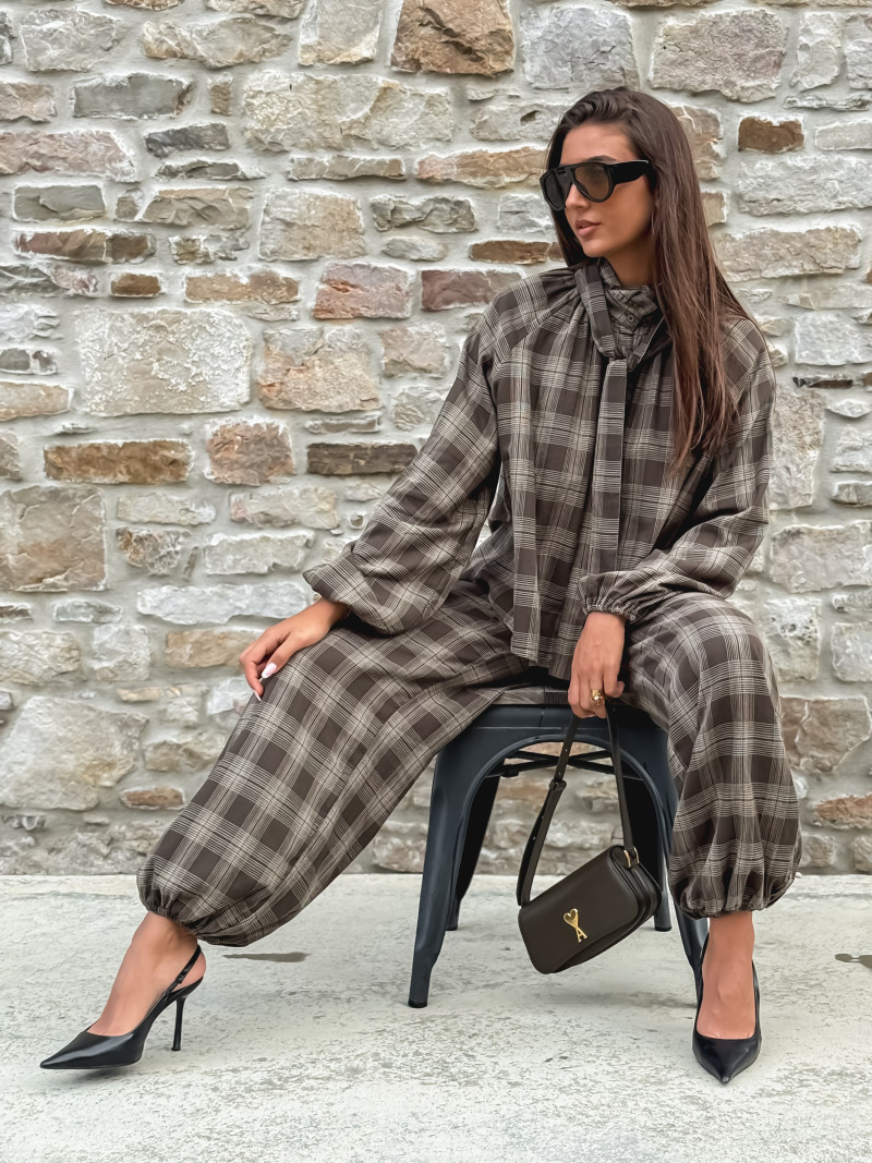 Pantalon à carreaux Edénia - Kaki Pantalon à carreaux Edénia - Kaki