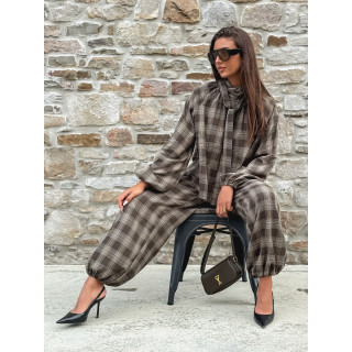 Pantalon à carreaux Edénia - Kaki