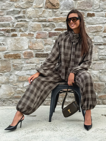 Pantalon à carreaux Edénia - Kaki Pantalon à carreaux Edénia - Kaki