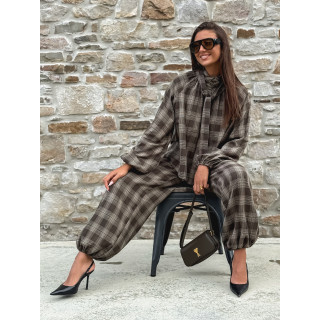 Pantalon à carreaux Edénia - Kaki