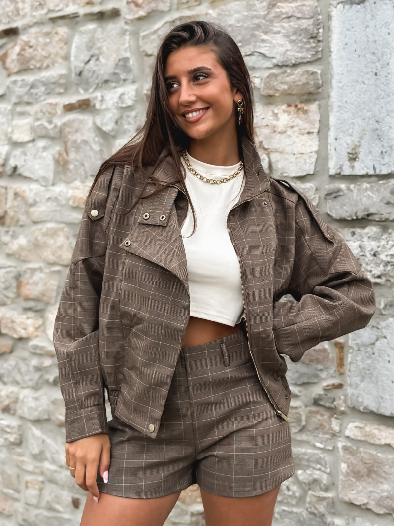 Veste à carreaux Asami - Marron
