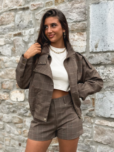 Veste à carreaux Asami - Marron