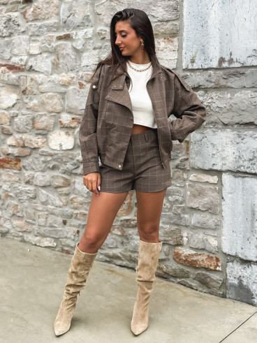 Veste à carreaux Asami - Marron